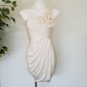 BCBGMaxAzria Off White One Shoulder Dress
